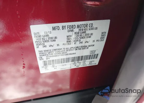 2014 Ford Explorer Sport z USA, uszkodzony, nr VIN 1FM5K8GT0EGB39280